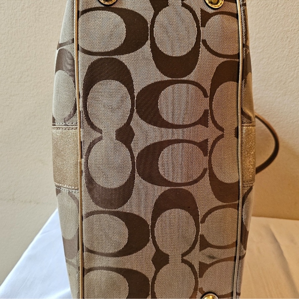Coach Signature Striped Carryall Tote Bag - Picture 6 of 9